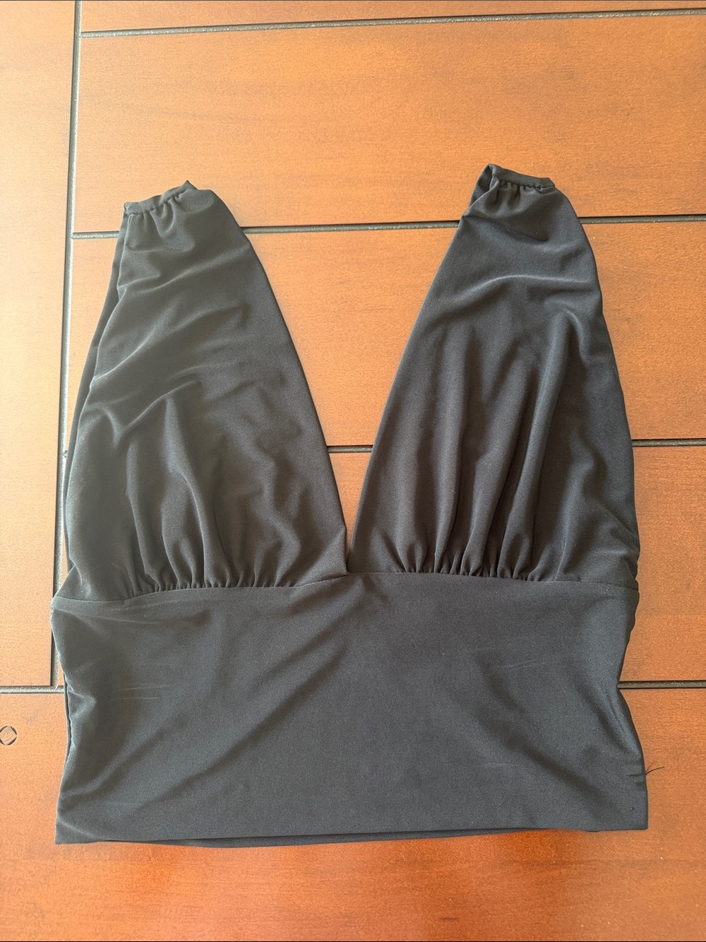 Black Plunge V-Neck Crop Top